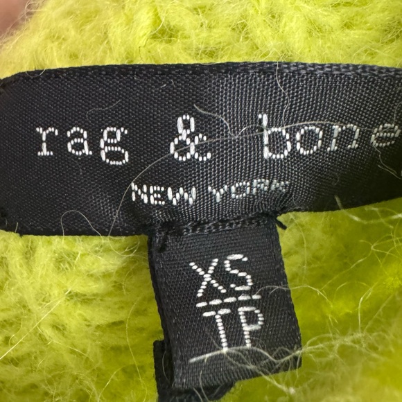 Rag & bone New York sweater pull over turtle π’ neck lime green neon crochet π§Ά - Picture 8 of 9